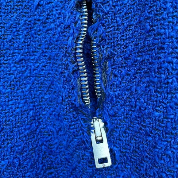 IRO Agnetay Royal Blue Tweed Boucle Cropped Zipper Jacket, Frayed Edge Detail, 2 - Picture 10 of 14
